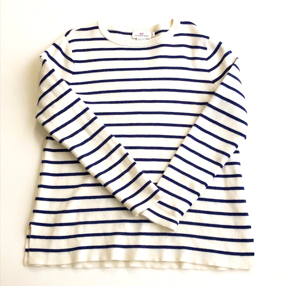Vineyard Vines Wool Blend Stripe Sweater Navy Whte